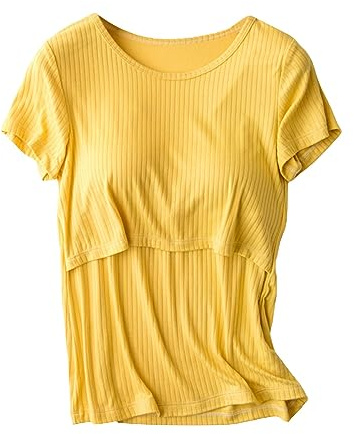 Muñeco de planchado para camisas y blusas pantalones y cuello redondo lateral, color liso, top para lactancia materna para mujer, camisetas negras
