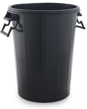 Alqbaio Cubo de Basura de 100 Litros con Asas Reforzadas, Plástico Resistente Negro, Ideal para Espacios Comunitarios, Jardines y Exteriores (Sin Tapa)