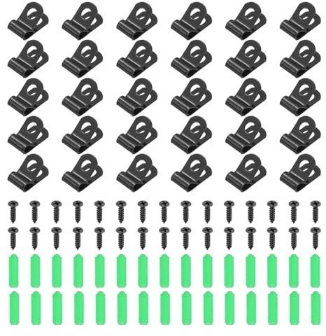 QUARKZMAN 30Pcs 4mm(3/16) Fascette Per Filo Da Recinzione, Fascette Di Montaggio Per Recinzioni Agricole Tipo R Con Viti E Tubi Di Espansione Per Fissare Fili Saldati A Recinzioni In