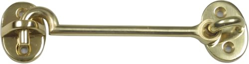 Amig - Aldabilla para Contraventana Dorada Tipo Gancho Decorativa de Latón Pulido - Diámetro Ø5 x 100 mm - Cierre de Seguridad Anti Golpes y Roturas para Ventanas - Incluye Tornillos