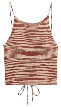 SweatyRocks Women's Sleeveless Space Dye Knit Camisole Criss Cross Backless Crop Top Multicolor S