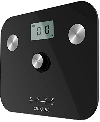 Cecotec Báscula de baño Surface Precision EcoPower 10100 Full Healthy. Con Pulsador, Función bioimpedancia, Superficie vidrio templado de alta seguridad, Sensores de precisión