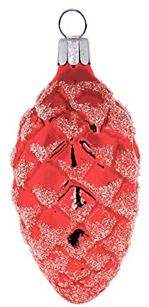 Lot de 6 Pommes de pin ornementales (7 cm) en Verre soufflé et décoré à la Main pour Sapin de Noël