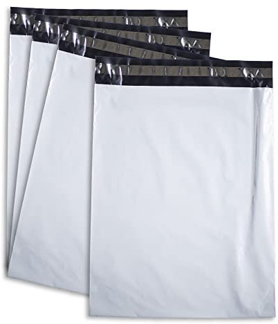 effektivo 100 Stück Folienversandtaschen 35x45cm Versandbeutel für Kleidung, Plastik Versandtaschen Versandtüten selbstklebend, weiss