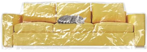 wokire Clear Thicker Couch Cover Water Proof Sofa/Heavy Duty Couch Cover-Protection Against Cat Dog Clawing, Vinyl Sofa Slipover -for Storage and Moving