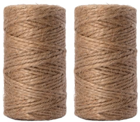 GARDENIX 180m Juteschnur aus Naturfaser 2 mm - 100% Biologisch Abbaubar - zum Basteln, als Deko, Geschenkverpackung, als Naturfaser Paketschnur für Garten (2 Rollen x 90m Länge, 2mm Stärke)