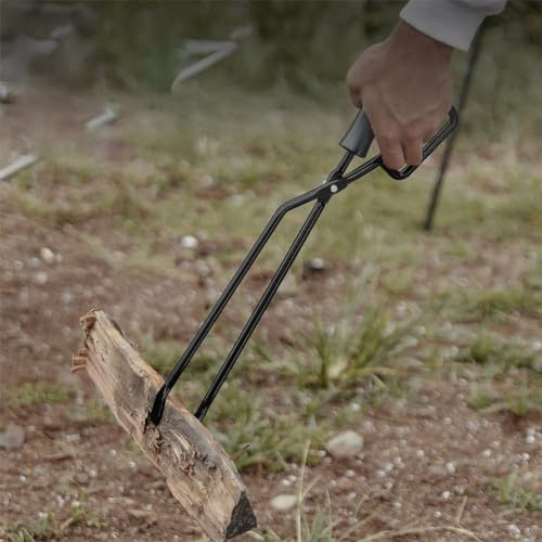 Pinzas de leña de hierro fundido resistentes para chimenea, pinzas de acero inoxidable, pinzas de fuego para barbacoa, pinzas para chimenea de camping