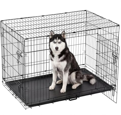 Dog Crate Large Size Dog Puppy Pet Cage with 2 Doors (Front & Side), Dog Crate with Removal Tray,Folding Metal Pet Dog Puppy Training Cage Crate for Dogs (Large 36)
