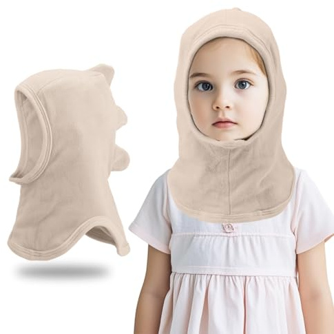 QKURT 1 cagoule d'hiver chaude pour enfant en bas âge, coupe-vent, thermique, cache-cou, écharpe tricotée chaude, bonnet tricoté d'hiver pour enfants