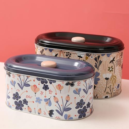 WZCFFF 2PCS Barattoli per biscotti con coperchio, contenitori per biscotti in metallo, barattolo decorativo per snack, adorabile piano di lavoro, scatola in lamiera bianca per tè, caffè, polvere