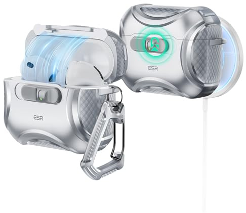 ESR for AirPods Pro 3 Case (2025), Compatible with Airpods Pro 3rd Generation (USB-C Cable), Effortless MagSafe, Drop-Proof Lock, Easy Open, Cyber Series, Gray