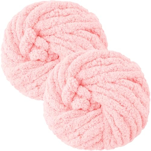 500G Chunky Wool Yarn Jumbo Tubular Yarn for Knitting and Crocheting, Finger Hand Knitting Wool Chunky for Blanket Throws, Hats, Scarves Ideal for Beginners & Crafters (Light Pink)