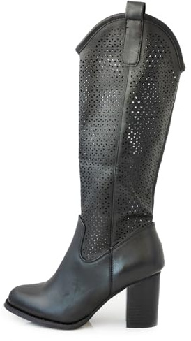 Toocool Botas Cowboy de Mujer para Verano, Botas Vaqueras Texanas Perforadas de Tacón Cómodo G-627