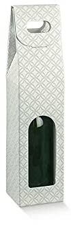 10 scatole Grigio MATELASSE' per 1 bottiglia vino verticali modello bordolese, borgognotta robuste strenne natalizie cartone accoppiato e maniglia esterna cm.9 x 9 x 37 h