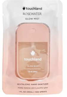 Touchland Glow Mist Revitalizing Hand Sanitizer Spray, Rosewater scented, 1FL. OZ. Travel Size