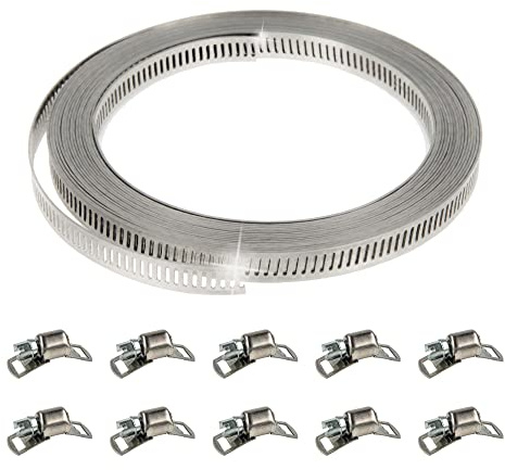 tecuro Schlauchschellen Endlosband Set: 5 Meter, Bandbreite 9 mm, inkl. 25 Schlösser