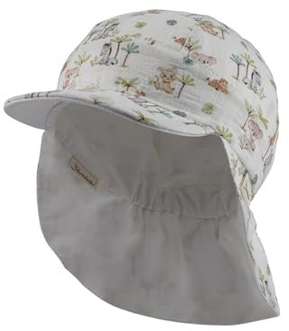 Sterntaler Wendeschirmmütze Tierbabys - Wende -Schirmmütze mit Zootier -Babys - Unisex Baby Mütze mit Druckmuster - Babyhut mit Bindeband - ecru, 43