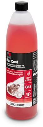 ERRECOM Red Cool, Rote Konzentrierte Fluoreszierende Kühlerflüssigkeit, G12-Frostschutzmittel mit Oat-Inhibitorpaket auf organischer Basis, 1 Liter