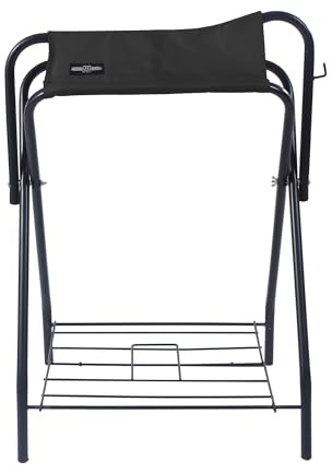 Harrison Howard Saddle Stand Freestanding Full-Size Portable Floor Horse Saddle Rack with Fabric Adds Protection to Underside of Saddle Prevents Bar Indentations Secure Saddle Saddle Black