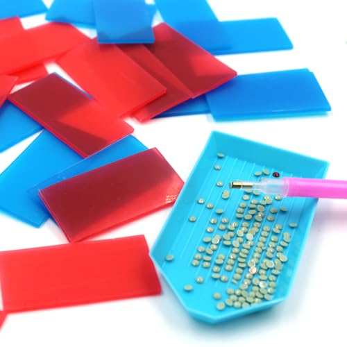 AFUNTA Diamond Art - Set di 60 kit per pittura a mosaico con perline in argilla per pittura a punto croce, colore: rosso e blu