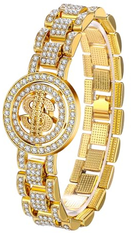 Cupimatch armband kvinnor män full diamant: Roterande kors dollar jesus armband ångestbekämpning anti-stress damarmband herrarmband för män kvinnor