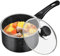 MeYuxg Milchtopf mit Deckel, 16cm Stielkasserolle,1.5L Kochtopf Induktion Antihaftbeschichtete, Non Stick Pan Mit Abnehmbarem Griff für alle Herdarten, Universell für Induktionsherde und Gasherde