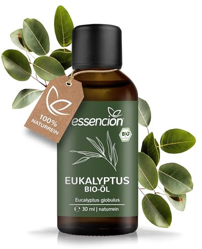 Esencion - Aceite de eucalipto ecológico (30 ml, aceite esencial de eucalipto, 100% natural, adecuado contra el frío, para inhalar y frotar, aceite aromático para el resfriado