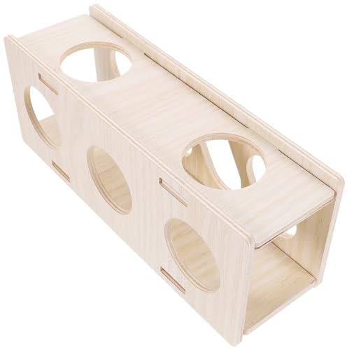 Cabilock Casa de Madera para Hámster Túnel para Mascotas, Juguete Escondite Seguro y Compacto para Conejillos de Indias y Jerbos, Accesorios para Pequeños Animales en Jaula