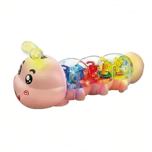 Bruco Musicale Interattivo per Bambini CATERLY, Giocattolo Educativo con Luci e Suoni, Movimento Automatico per Gattonamento, Ideale per Tempo sul Pancino e Sviluppo Sensoriale (Rosa)