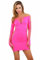 Miss Noir Vestido de Mujer, Elástico y Flexible, Talla única Ropa de Club Sexy Vestido de Malla con Manga Larga, Fucsia (B6043-FS), Talla única