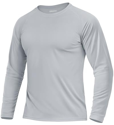 Boladeci Rash Guard for Men Long Sleeve Tee Shirts SPF 50 Sun UV Protection Clothing Lightweight Breathable Quick Dry Running Swimming Athletic (Gray)