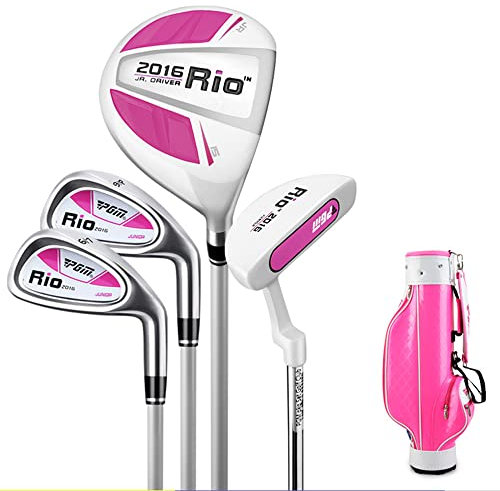PGM Rio Club de golf pour enfants de 9 à 12 ans avec sac de support pour garçons et filles Rose
