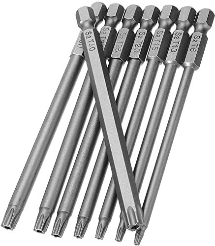 Treki Puntas Torx de Seguridad Largas 8 Piezas 100mm Puntas Torx Seguridad con Magnético 1/4 de Vástago Hexagonal Puntas de Tornillos Torx T8,T10,T15,T20,T25,T27,T30,T40