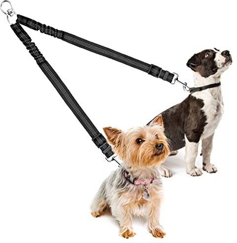 Hundeleine für Zwei Hunde,360° Drehbar und Einstellbar,Doppelleine Keine Verwicklungen für kleine, Mittlere und Große Hunde,Reflektierend,Leine für 2 Hunde für Walking,Training und Jogging