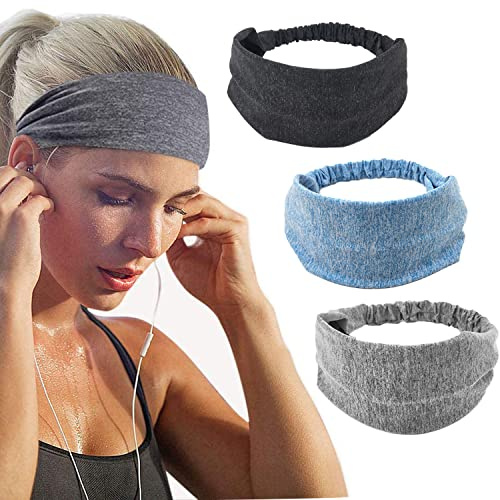 3 Pièces Bandeau Sport Anti Transpiration, Élastique Anti-Humidité, Non Slip Évacuation de l'Humidité pour Sport, Running, Cyclisme, Fitness et Yoga
