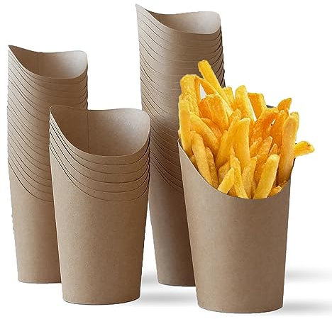 Bustlwor 50 Tazze Kraft, Contenitori Snack usa e getta per Gelati, Bignè, Patatine e Altri Alimenti (Marrone)