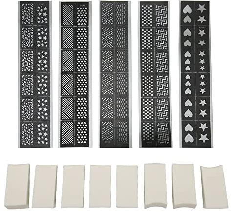 ANKROYU Autocollants Airbrush Pour Ongles, Pochoirs D'impression D'art D'ongles, Décorations D'ongles Professionnelles, Autocollants Creux De Décoration D'ongles 3D DIY Avec éponge Douce