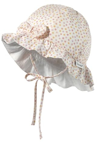 Sterntaler Babyhut Punkte mit Bindeband für Mädchen - Sonnenhut mit Aufdruck, schützt den Kopf an heißen Sommertagen vor der Sonne - Sonnenmütze für Babys - Ecru, 45