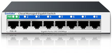 8 Port Gigabit Switch, Easy Smart Managed Ethernet Switch, Network Hub, Ethernet Splitter, Plug & Play, Fanless Metal Design, VLAN, Qos, Support PoE Powered, Desktop or Wall Mount