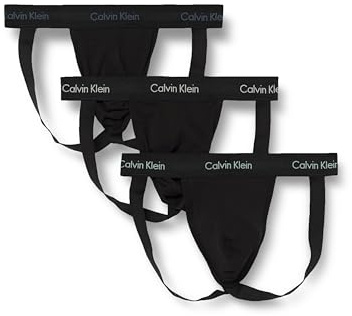 Calvin Klein Pack de 3 Tangas Jockstraps de Algodón Elástico para Hombre Ropa Interior Deportiva, Negro (B- Ash, Vint Indigo, Sterl Blue Lgs), L