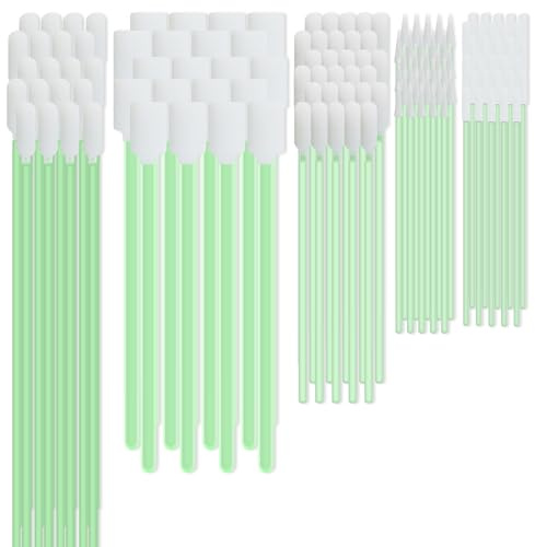 Cleaning Swab Kit 130 Pcs,Multi-Purpose Cleanroom Foam Tip,Square Round Cleaning Swabs 5 Types Lint Free Swabs for Inkjet Printer, Print Head Optics Lens Camera Optical Equipment Automotive Detailing
