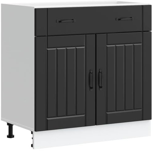 vidaXL Kitchen Base Cabinet Lucca Black Engineered Wood, sink base cabinet, base kitchen cabinet with drawer, sink base unit