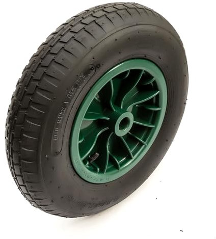 No Nonsense Products 4.80/4.00-8 Wheel & Pneumatic Tyre 15 Inch Green 2 Ply 1 Bore Wheelbarrow Barrow Cart Trolley Truck 180kg Load 4.80-8 4.00-8