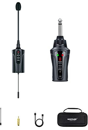 ACEMIC Système de Microphone sans Fil UHF pour Flûte, Microphone sans Fil pour Flûte, Adapté aux Performances en Direct, Aux Systèmes de Sonorisation, Aux Mixeurs Audio et Aux Haut-parleurs - DT-5