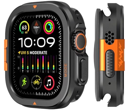 Suphart 2 i 1-fodral Kompatibel med Apple Watch Ultra 3/2/1 49mm Skyddsfodral, Robustt stötdämpande fodral med bakstycke för iWatch Ultra 49mm, Svart