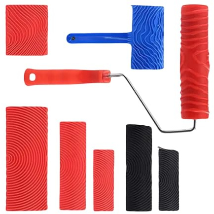 Set di rulli per pittura realistici con venature del legno per rivestimento murale strutturato Facile applicazione artigianale Rullo di progettazione di grani solidi Strumento di applicazione facile
