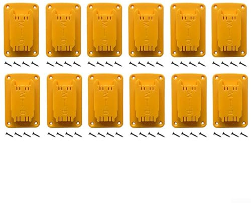 Feeshoppher Portautensili da parete giallo per Dewalt 12 V 20 V, per trapano e batteria, con viti, per garage, officina, organizzazione, plastica ABS, accessorio per utensili elettrici (12 pezzi)