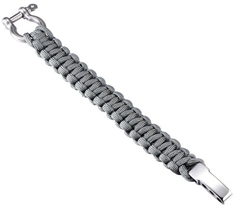 DonDon överlevnadsarmband för män paracord outdoor armband flätat lås av rostfritt stål