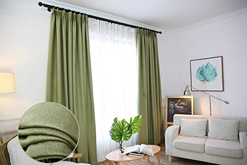 2 Panels Thermal Pencil Pleat Blackout Curtains, Olive-green Cotton And Linen Thickened Elegant Home Furnishing Curtains, With Excellent Workmanshi(Color:BLEND,Size:78 Wide x 46 Drop(200 X 117CM))
