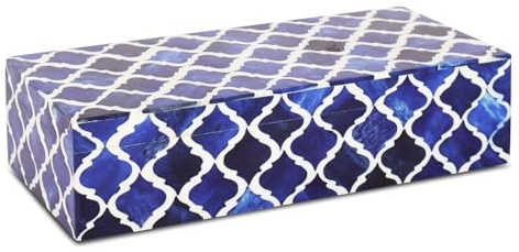 Handicrafts Home Decorative Storage Box 10x4.5 – Remote Control Holder, Jewelry Organizer, Modern Decorative Box with Lid, Boho Chic Home Décor Accent, Vintage Memory Box for Living Room Shelf Décor